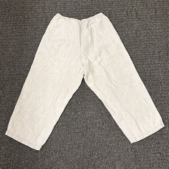 L.L. Bean Pants Womens Size 12 Reg. Linen Capris Stretch Boho Summer Wide Leg - Picture 3 of 9